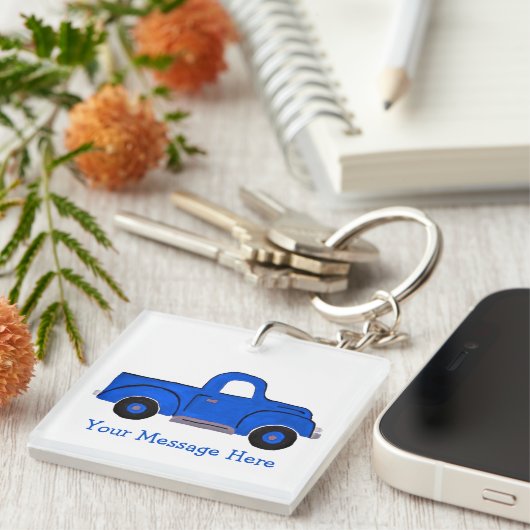 Handgeschilderde Blue Truck Design Multi Purpose T Sleutelhanger (Voorkant Rechts)