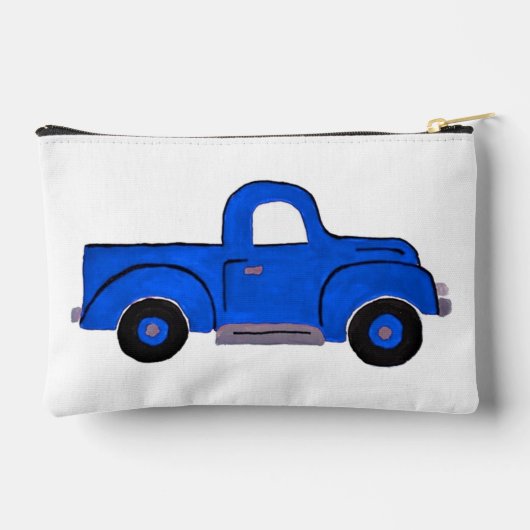 Handgeschilderde Blue Truck Multi Purpose Zip Pouc Etui (Achterkant)