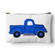 Handgeschilderde Blue Truck Multi Purpose Zip Pouc