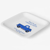 Handgeschilderde  Blue Truck Papieren Bordje (Gebogen)