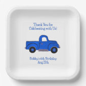 Handgeschilderde  Blue Truck Papieren Bordje (Voorkant)