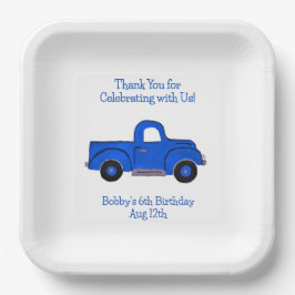 Handgeschilderde  Blue Truck Papieren Bordje