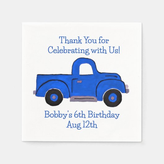 Handgeschilderde  Blue Truck Servet (Voorkant)