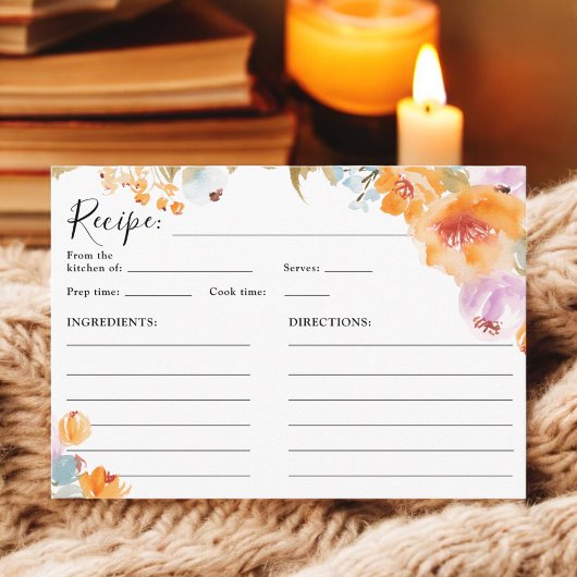 Handgeschilderde Boho Floral Waterverf bruidsrecep Informatiekaartje