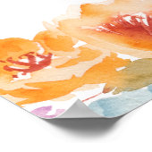 Handgeschilderde Boho Floral Waterverf Vrijgezelle Poster (Hoek)