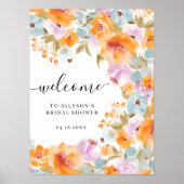 Handgeschilderde Boho Floral Waterverf Vrijgezelle Poster (Voorkant)
