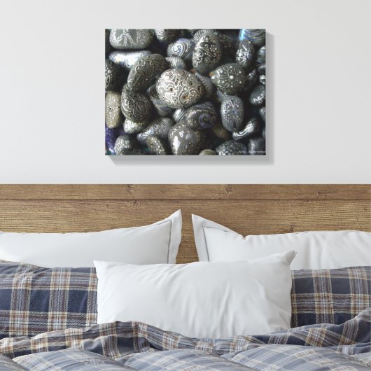 Handgeschilderde Boho Rocks van Julie Ann Strickli Canvas Afdruk (Insitu (Slaapkamer))