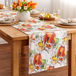 Handgeschilderde botanische eettafel decoratie cad lange tafelloper