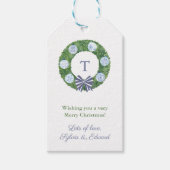 Handgeschilderde Boxwood Krans Ginger Jar Kerstmis Cadeaulabel (Voorkant)