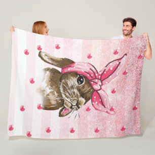 Handgeschilderde Bunny glitter Fleece Deken