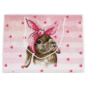 Handgeschilderde Bunny glitter Groot Cadeauzakje (Voorkant)
