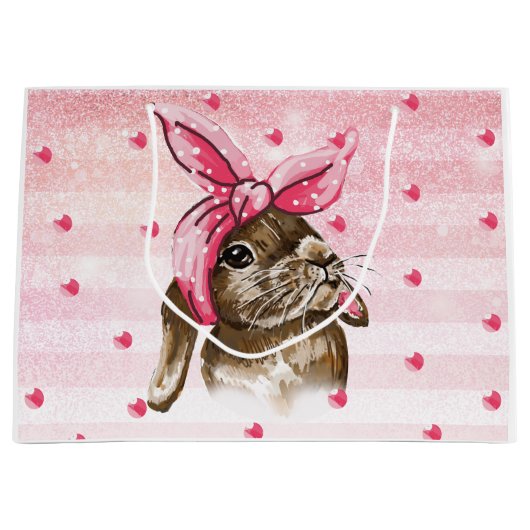 Handgeschilderde Bunny glitter Groot Cadeauzakje (Voorkant)