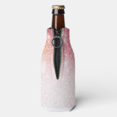 Handgeschilderde Bunny glitter Schattige Flesjeskoeler (Fles Achterkant)
