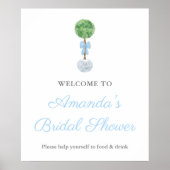 Handgeschilderde Buxus Topiary Trouw Bruidsborrel  Poster (Voorkant)