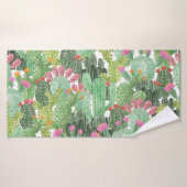 Handgeschilderde cactus: woestijngroen badhanddoek (Badhanddoek)