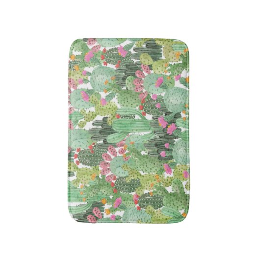 Handgeschilderde cactus: woestijngroen badmat (Voorkant Verticaal)