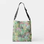 Handgeschilderde cactus: woestijngroen crossbody tas (Achterkant)
