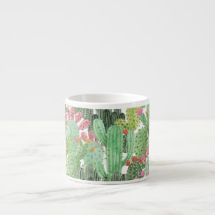 Handgeschilderde cactus: woestijngroen espresso kop