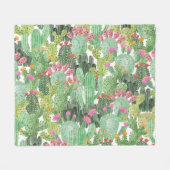 Handgeschilderde cactus: woestijngroen fleece deken (Voorkant (Horizontaal))