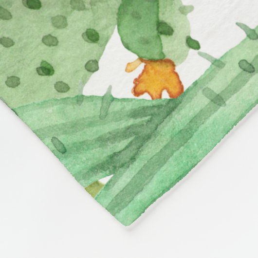 Handgeschilderde cactus: woestijngroen fleece deken (Hoek)