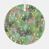 Handgeschilderde cactus: woestijngroen glas ornament (Achterkant)