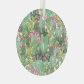 Handgeschilderde cactus: woestijngroen glas ornament (Voorkant Rechts)