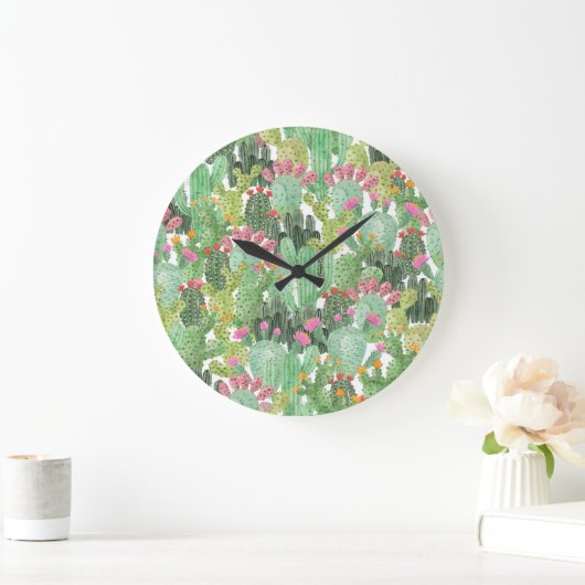 Handgeschilderde cactus: woestijngroen grote klok (Huis)