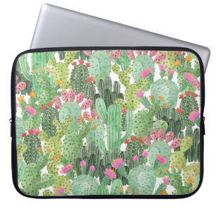 Handgeschilderde cactus: woestijngroen laptop sleeve