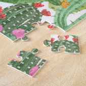 Handgeschilderde cactus: woestijngroen legpuzzel (Zijkant)