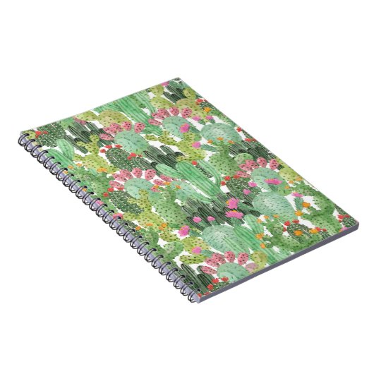 Handgeschilderde cactus: woestijngroen notitieboek (Rechterzijde)