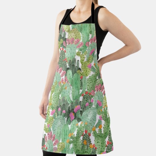 Handgeschilderde cactus: woestijngroen schort (Insitu)