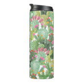 Handgeschilderde cactus: woestijngroen thermosbeker (Geroteerd rechts)