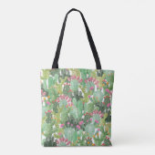 Handgeschilderde cactus: woestijngroen tote bag (Achterkant)