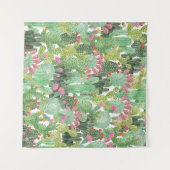 Handgeschilderde cactus: woestijngroen wandkleed (Voorkant (horizontaal))