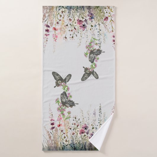 Handgeschilderde Ceylon Rozen vlinder Bad Handdoek (Badhanddoek)