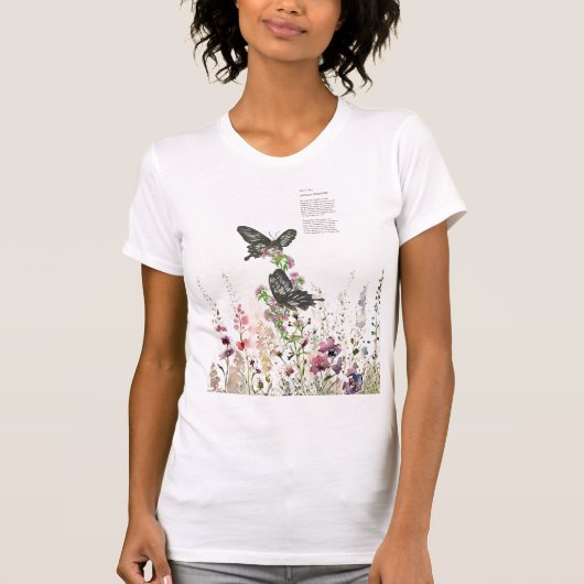  handgeschilderde Ceylon Rozen vlinder T-shirt (Voorkant)