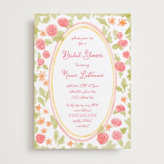 Handgeschilderde Charm Sinaasappel Rode Bloemen Vr Kaart