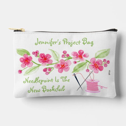 Handgeschilderde Cherry Blossom Needlepoint Zipper Etui (Voorkant)