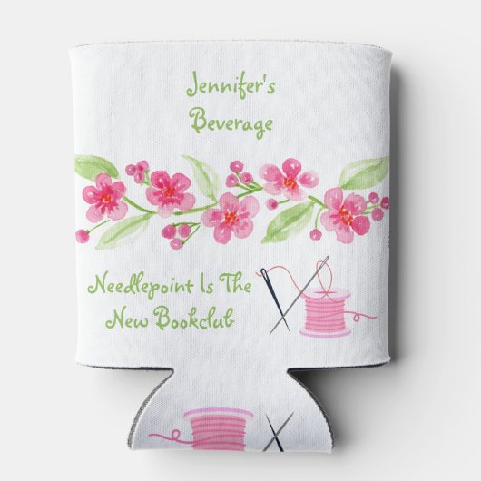 Handgeschilderde Cherry Blossoms Needlepoint Perso Blikjeskoeler (Achterkant)