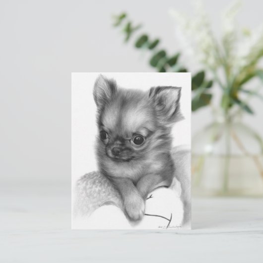 Handgeschilderde Chihuahua Puppy - Gentle Gaze Briefkaart (Staand voorkant)