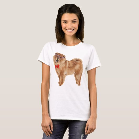 Handgeschilderde Chow Chow Dog T-shirt (Voorkant volledig)