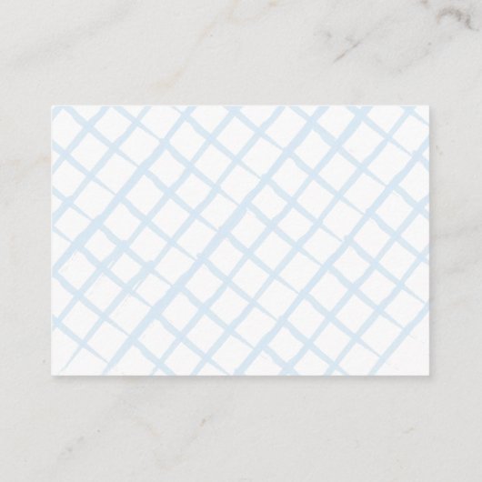 Handgeschilderde citroen blauw Check Baby shower a Informatiekaartje (Achterkant)