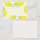 Handgeschilderde citroen roze Check Baby shower ad Informatiekaartje (Voorkant / Achterkant)