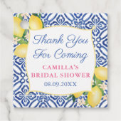 Handgeschilderde citroenen Blauwe Positano Tegels  Bedankjes Labels (Voorkant)