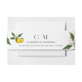 Handgeschilderde citroenen bloesem bruiloft uitnodigingen wikkel