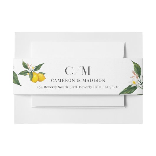 Handgeschilderde citroenen bloesem bruiloft uitnodigingen wikkel (Voorkant Voorbeeld)