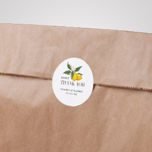 Handgeschilderde citroenen met bloem bruiloft ronde sticker