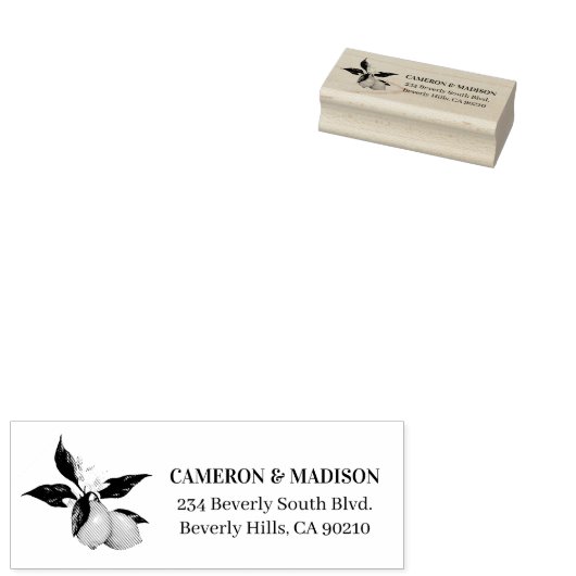 Handgeschilderde citroenen met bloem bruiloft rubberstempel (Gestempeld)