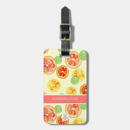 Handgeschilderde citrus Sinaasappel Limoen plakjes Bagagelabel (Voorkant verticaal)