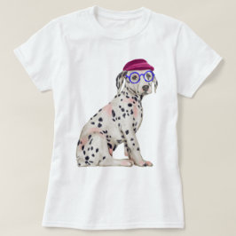 Handgeschilderde Dashing Dalmatische Spotted Dog T-shirt